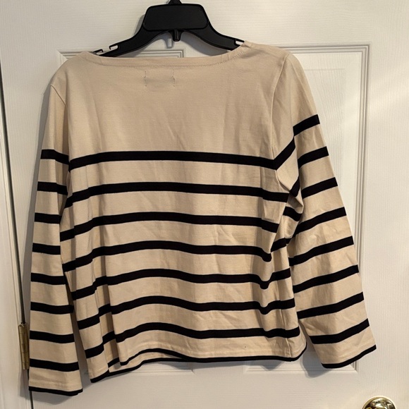 J. Crew Cream and Black Striped Long Sleeve Top - Picture 4 of 4